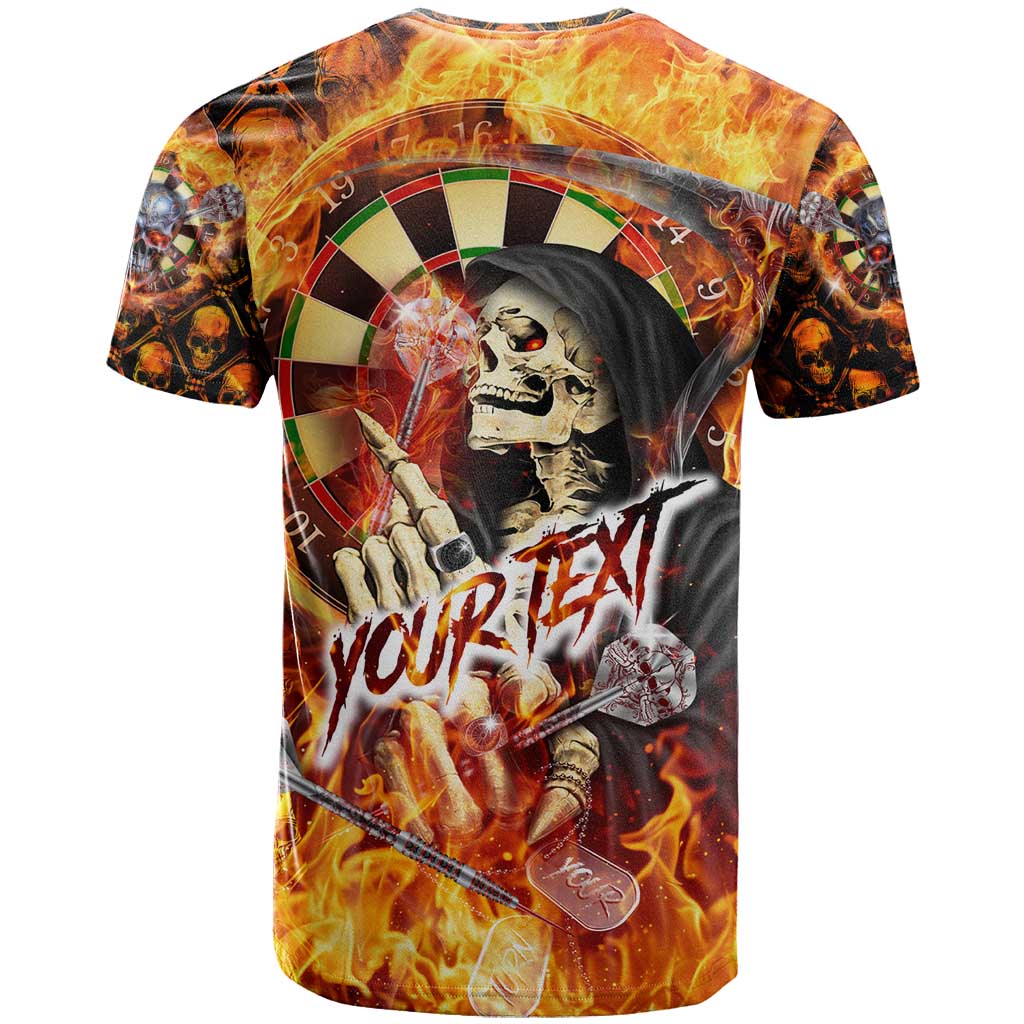 Personalised Skull Darts T-Shirt Death In Fire Graphic Tee