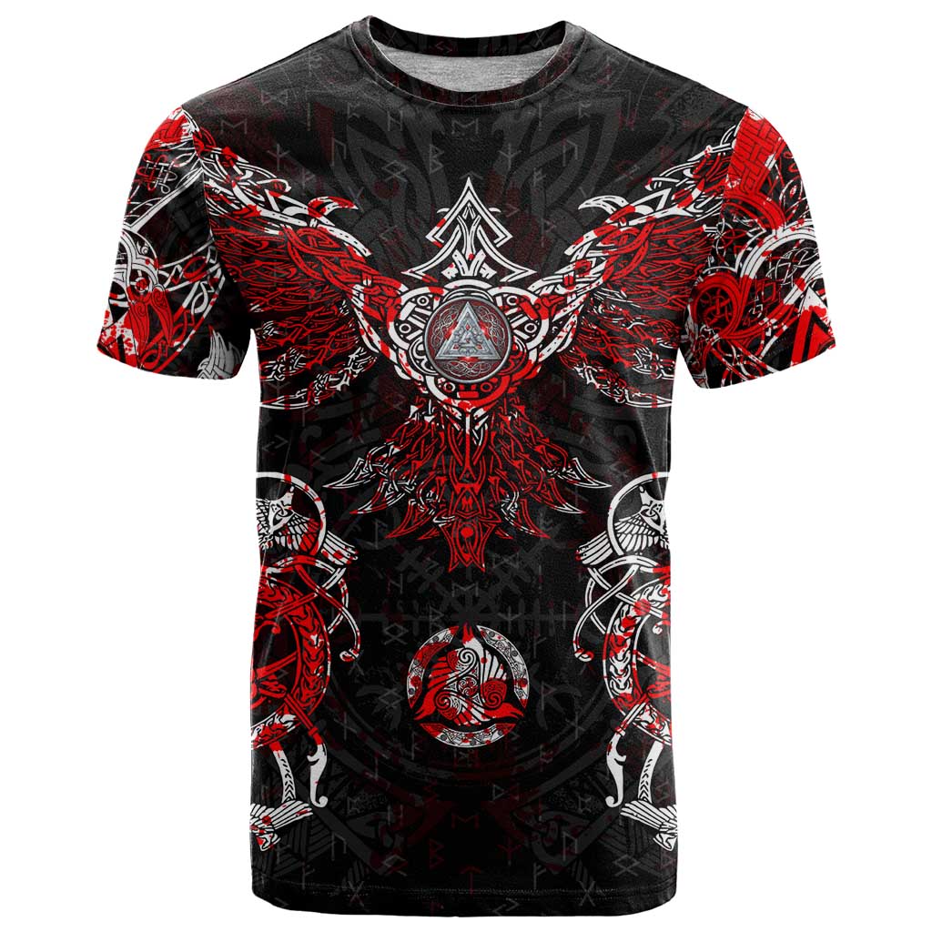 Raven And Norse Runes T-Shirt Viking Graphic Tee