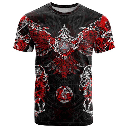 Raven And Norse Runes T-Shirt Viking Graphic Tee