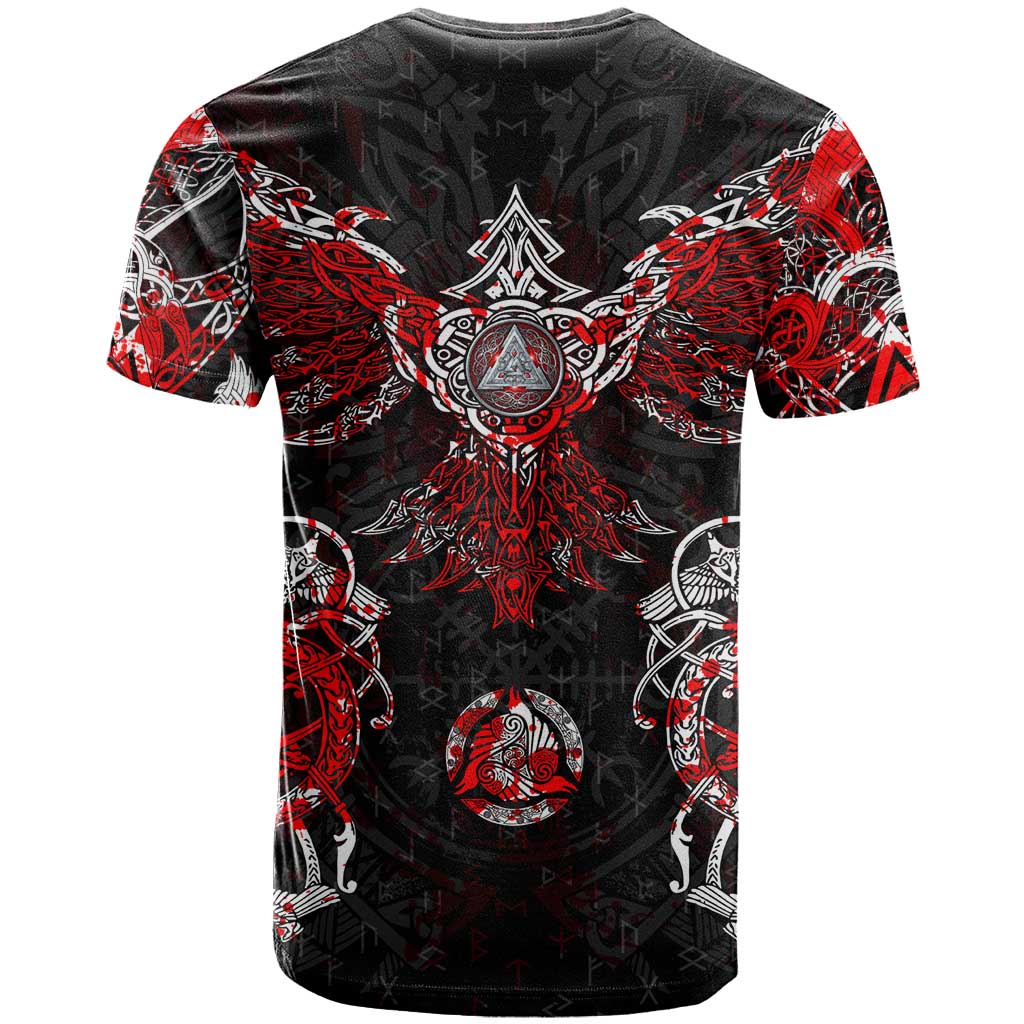 Raven And Norse Runes T-Shirt Viking Graphic Tee