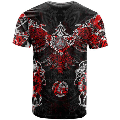 Raven And Norse Runes T-Shirt Viking Graphic Tee
