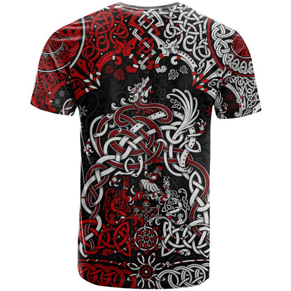 Viking Warrior And Viking Dragons T-Shirt Graphic Tee