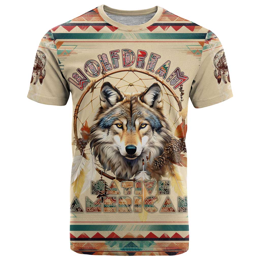 Native American Wolf Dreamcatcher T-Shirt Vintage Style Graphic Tee