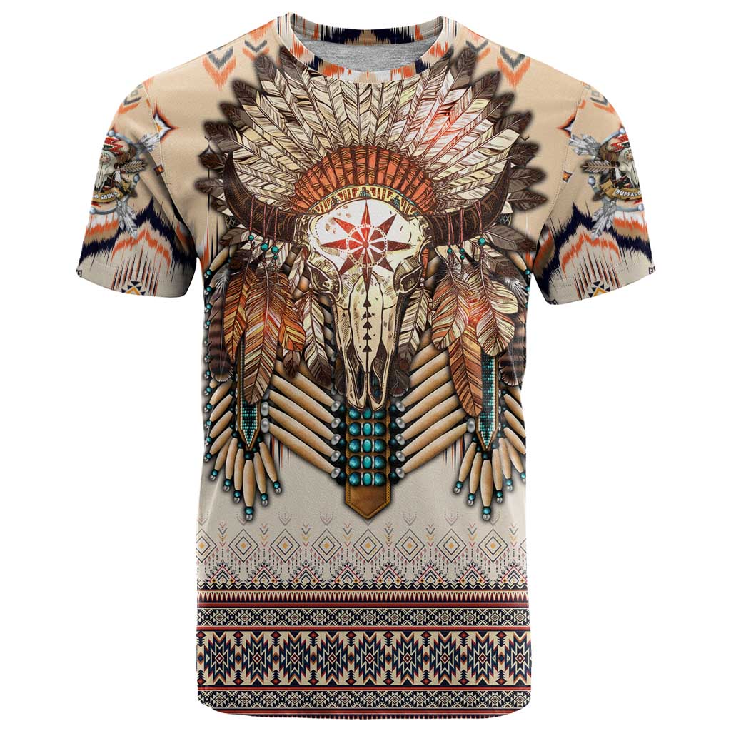 Native American T-Shirt Buffalo Skull Graphic Tee