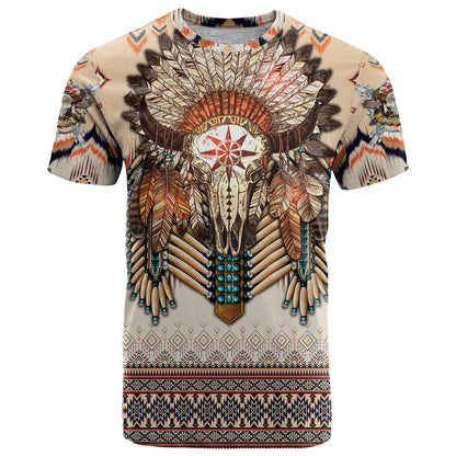 Native American T-Shirt Buffalo Skull Graphic Tee