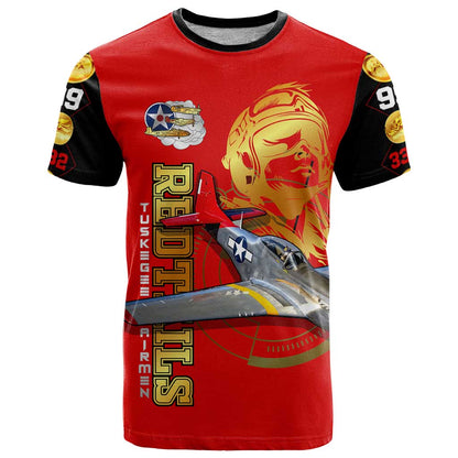 Tuskegee Red Tails Airmen T-Shirt WWII Fighter Pilot Legacy Graphic Tee