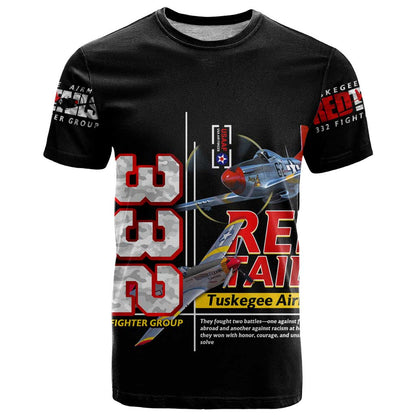 Red Tails Spitfire Tuskegee Airmen T-Shirt 332nd Fighter Group WWII Legacy Tribute Graphic Tee