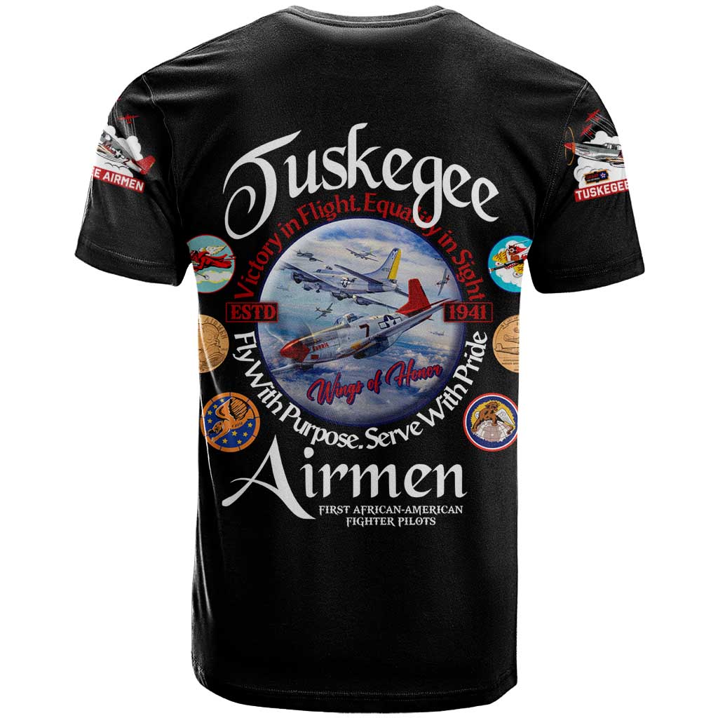 Wings of Honor Tuskegee Airmen T-Shirt 332nd 477th Fighter Group Tribute Graphic Tee