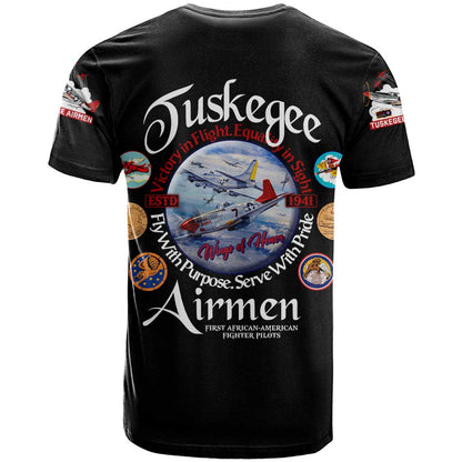 Wings of Honor Tuskegee Airmen T-Shirt 332nd 477th Fighter Group Tribute Graphic Tee