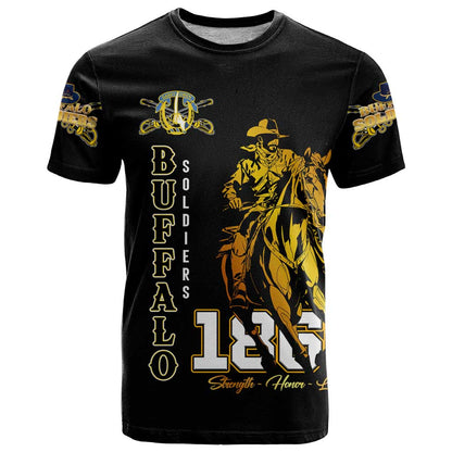 Buffalo Soldiers Strength Honor Legacy T-Shirt African-American Cavalry Tribute Graphic Tee