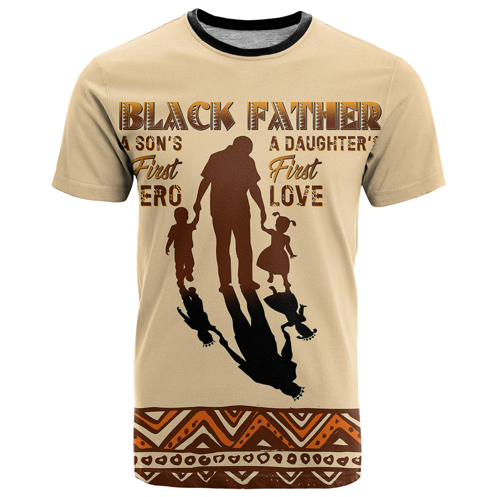 Black Father T-Shirt African Father with Son and Daughter Graphic Tee