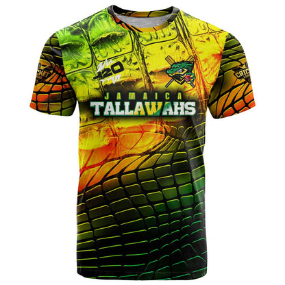 Personalised Jamaica Cricket Tallawahs T-Shirt Striking with Reggae Firepower Graphic Tee