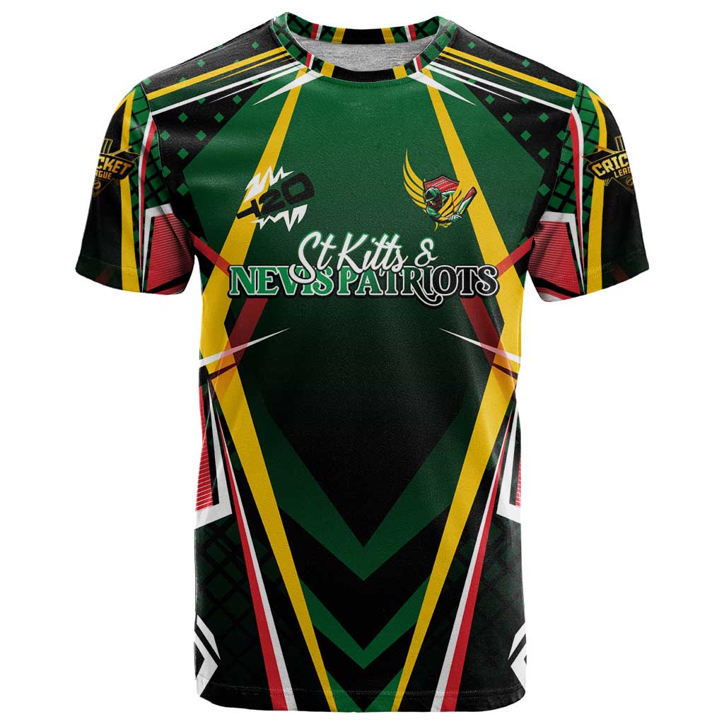 Personalised St Kitts and Nevis Cricket Patriots T-Shirt Rising with Caribbean Battlefield Graphic Tee