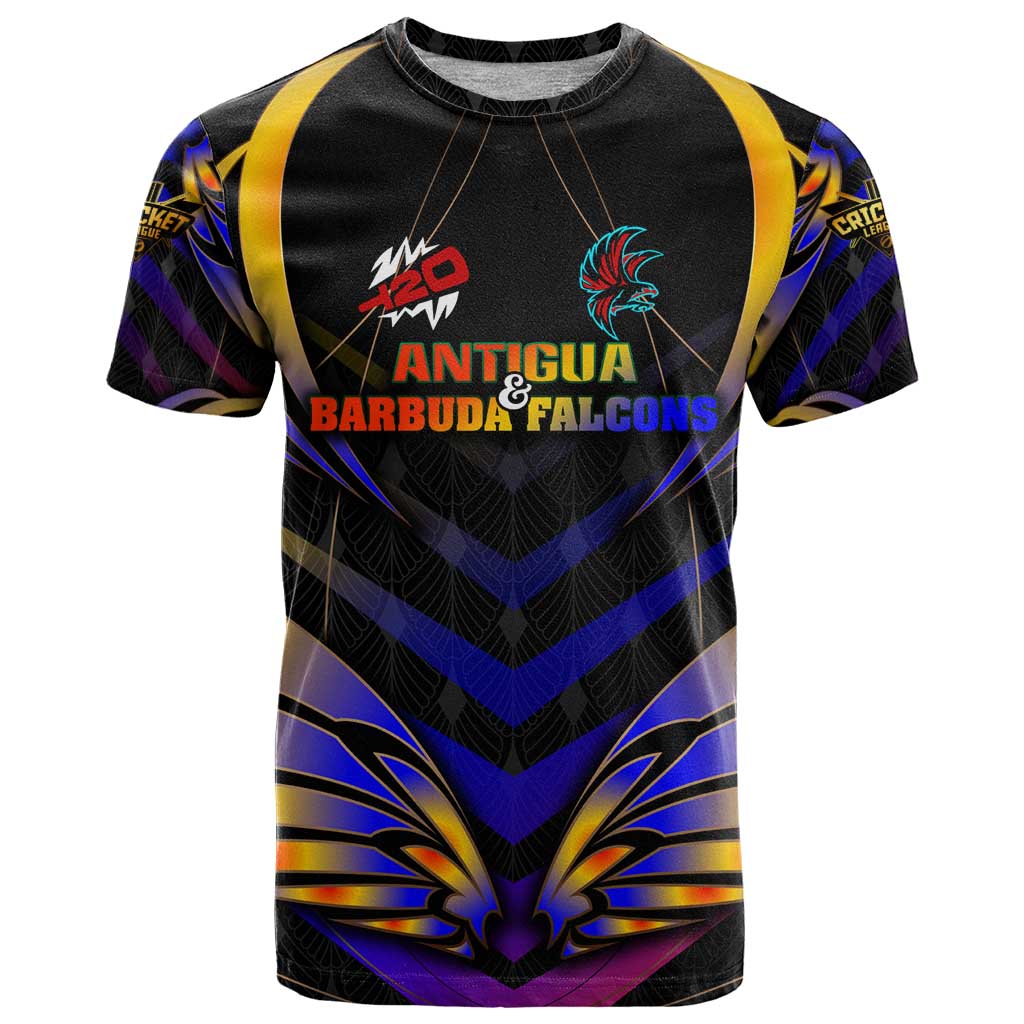 Personalised Antigua and Barbuda Cricket Falcons T-Shirt Wings of Glory Graphic Tee