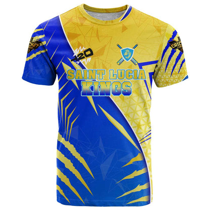 Personalised Saint Lucia Cricket Kings T-Shirt Abstract Energy Style Graphic Tee