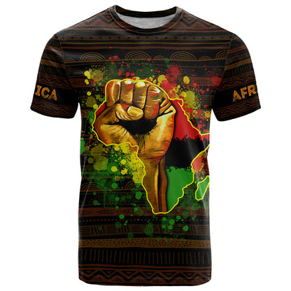 Black Power T-Shirt Africa Map Graphic Tee