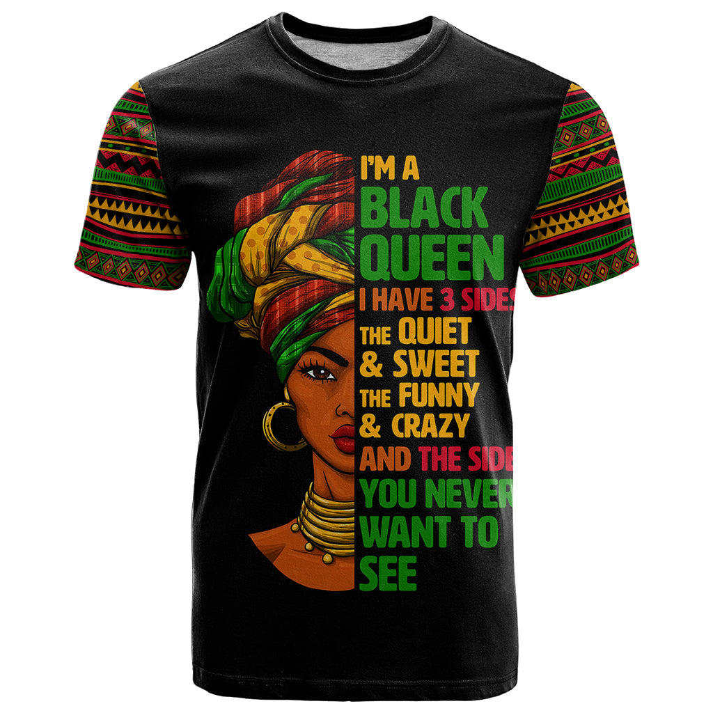 Three Sides Of Me T-Shirt African Women Black Queen Graphic Tee