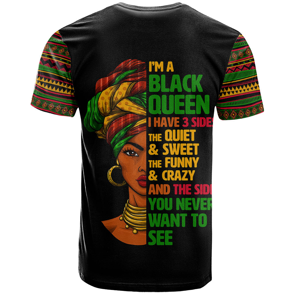 Three Sides Of Me T-Shirt African Women Black Queen Graphic Tee