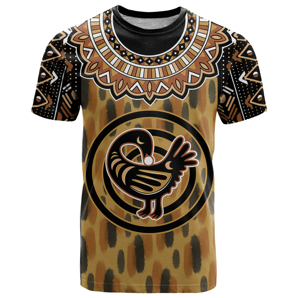Printed Mud Cloth and Adinkra Symbol T-Shirt Graphic Tee