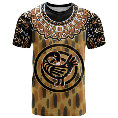 Printed Mud Cloth and Adinkra Symbol T-Shirt Graphic Tee