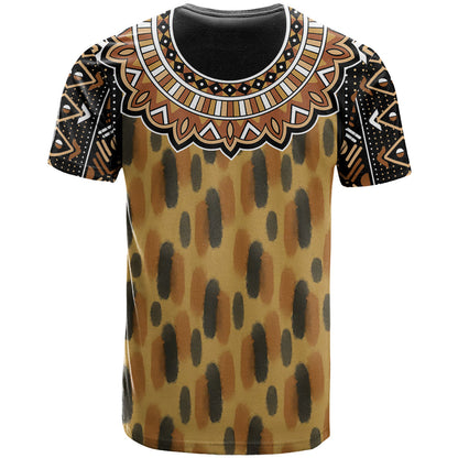 Printed Mud Cloth and Adinkra Symbol T-Shirt Graphic Tee