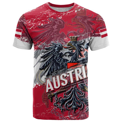 Personalized Coat Of Arms Austria T-Shirt Grunge Style Graphic Tee