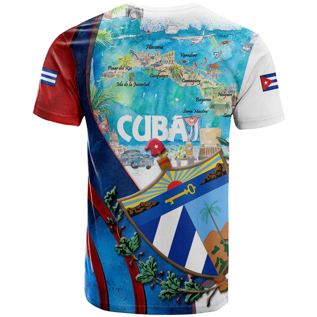 Coat Of Arms Cuba T-Shirt Caribbean Cuban Map Graphic Tee