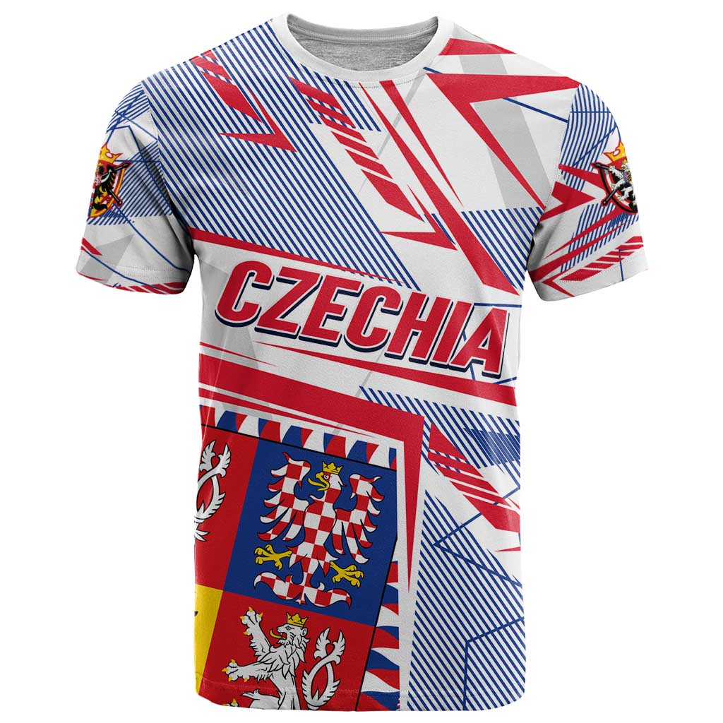 Coat Of Arms Czechia T-Shirt Czech Republic Sporty Geometric Graphic Tee