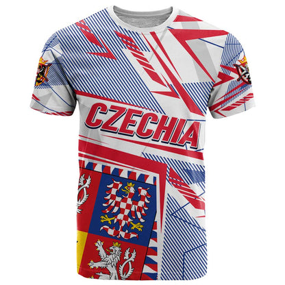 Coat Of Arms Czechia T-Shirt Czech Republic Sporty Geometric Graphic Tee