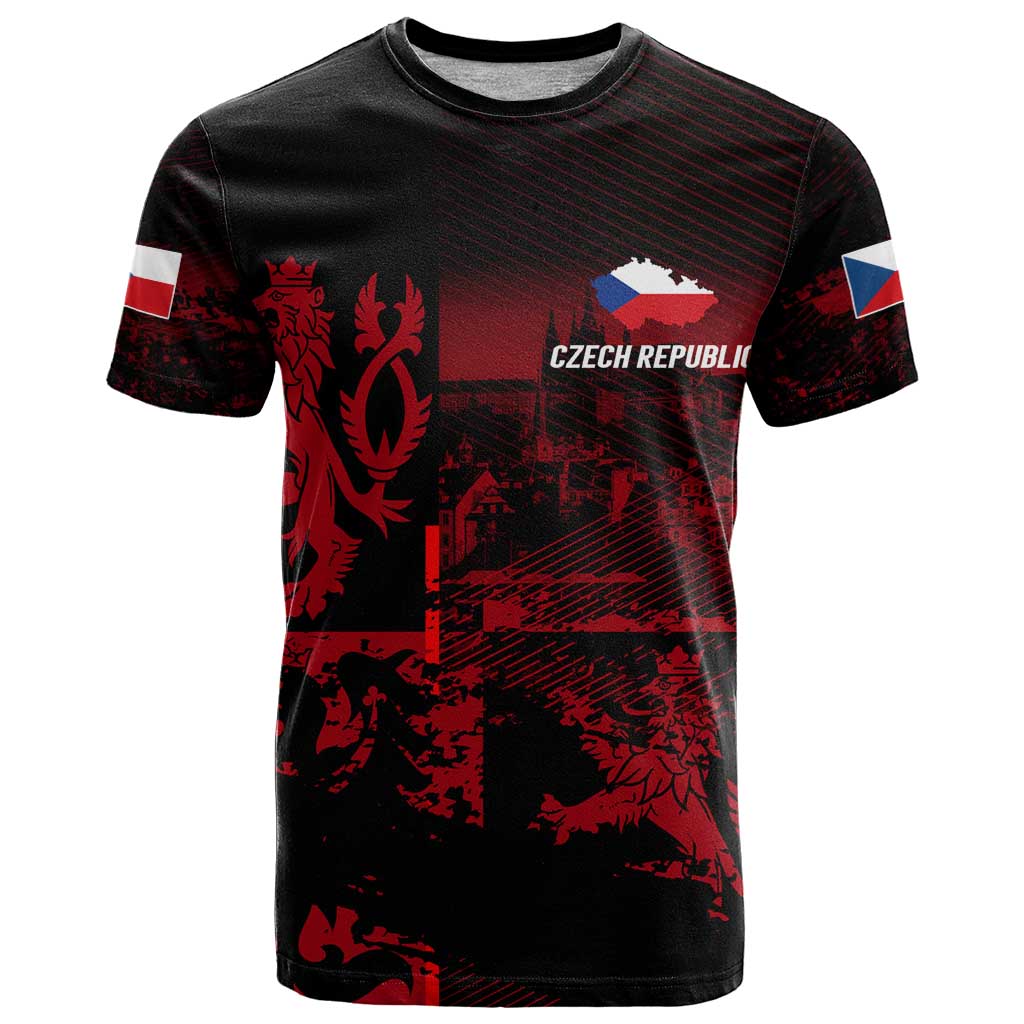 Czech Republic Lion T-Shirt Czechia Black Red Graphic Tee