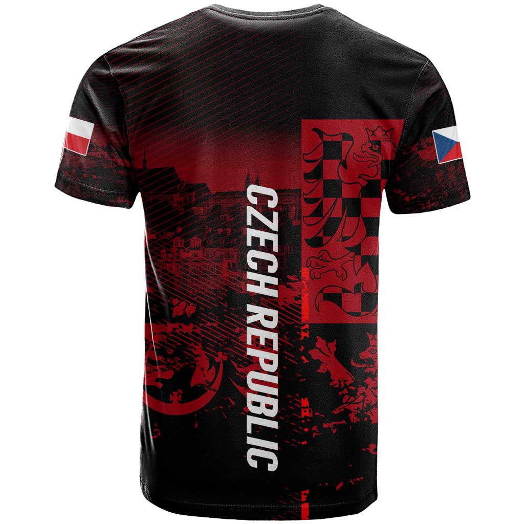 Czech Republic Lion T-Shirt Czechia Black Red Graphic Tee