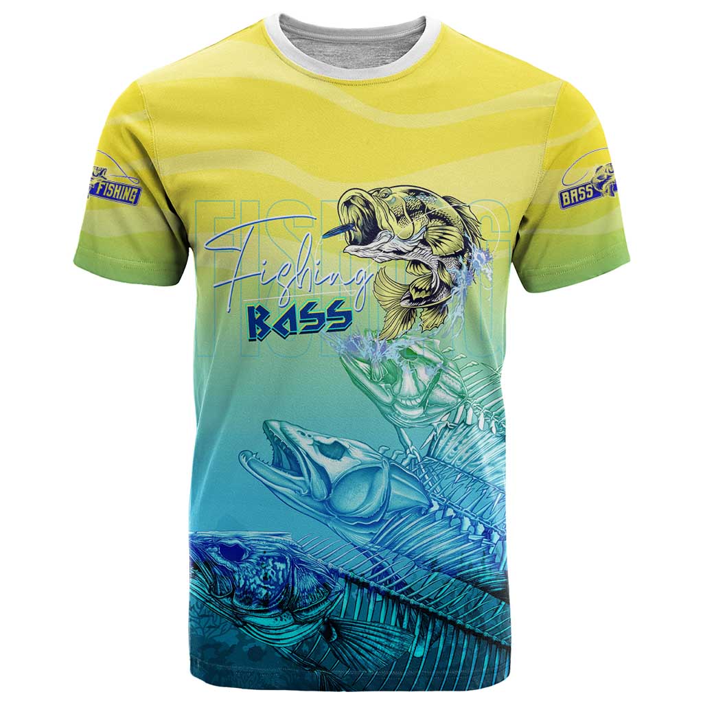 Personalized Fishing Bone Summer Bass T-Shirt Fishbone Ocean Graphic Tee