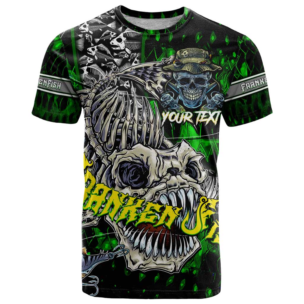 Personalized Franken Fish T-Shirt Skull Fishing Green Graphic Tee