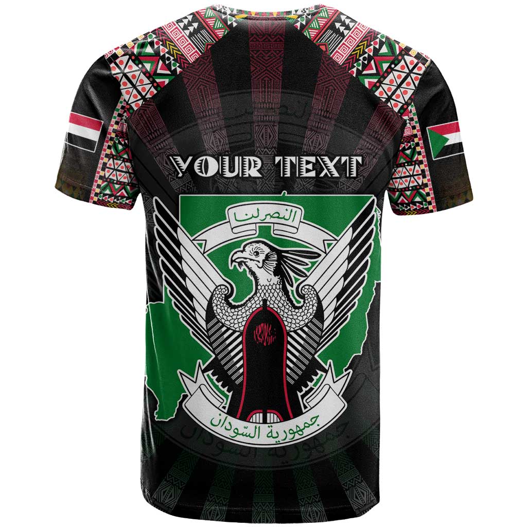 Personalized Sudan Roots T-Shirt African Map in Fingerprint and Tribal Colors Graphic Tee