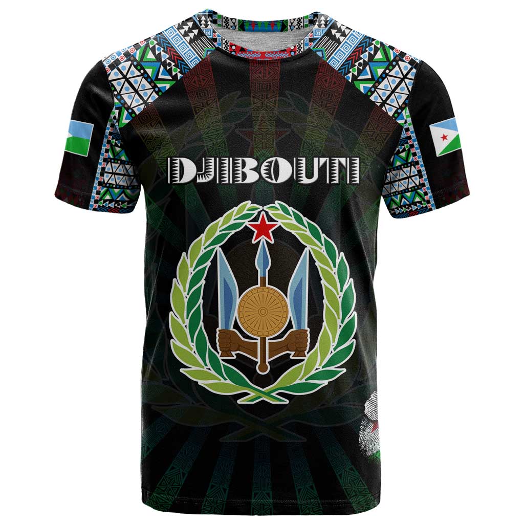 Personalized Djibouti Roots T-Shirt African Map in Fingerprint and Tribal Colors Graphic Tee
