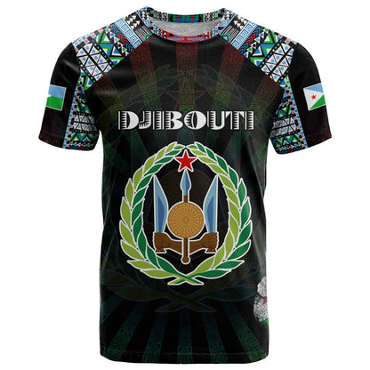 Personalized Djibouti Roots T-Shirt African Map in Fingerprint and Tribal Colors Graphic Tee