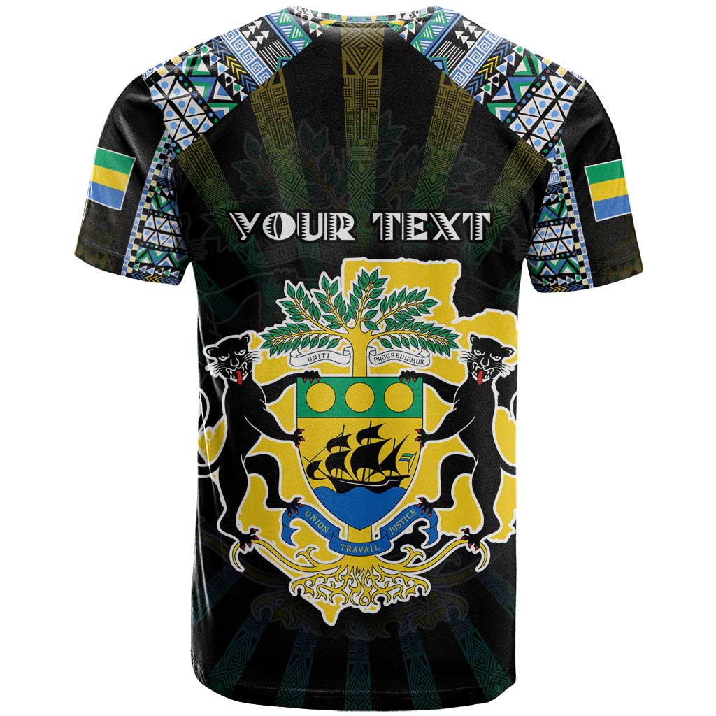 Personalized Gabon Roots T-Shirt African Map in Fingerprint and Tribal Colors Graphic Tee