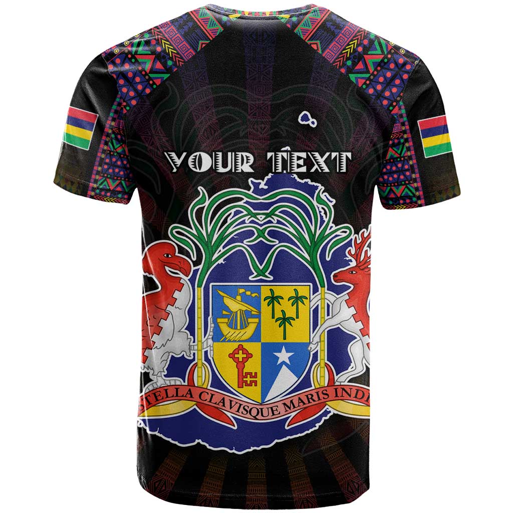 Personalized Mauritius Roots T-Shirt African Map in Fingerprint and Tribal Colors Graphic Tee