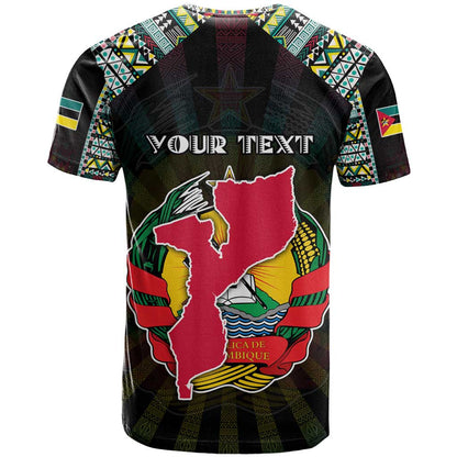 Personalized Mozambique Roots T-Shirt African Map in Fingerprint and Tribal Colors Graphic Tee