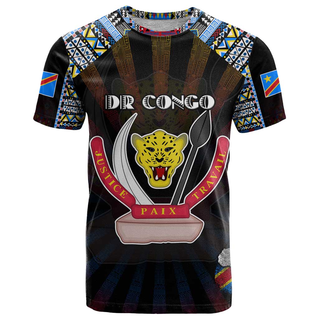 Personalized DR Congo Roots T-Shirt African Map in Fingerprint and Tribal Colors Graphic Tee