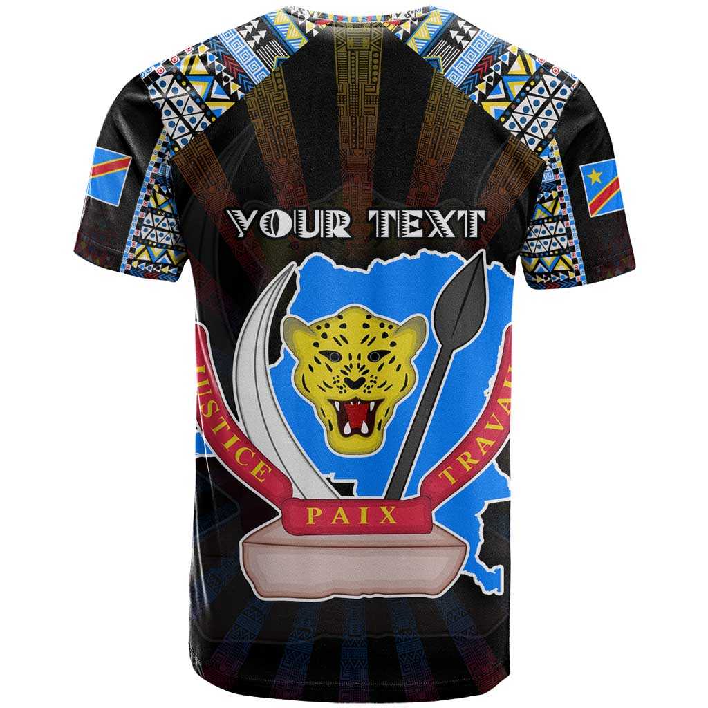 Personalized DR Congo Roots T-Shirt African Map in Fingerprint and Tribal Colors Graphic Tee