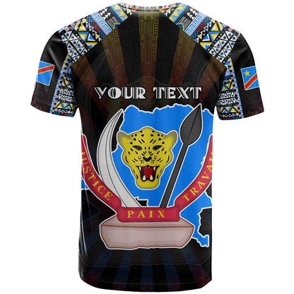 Personalized DR Congo Roots T-Shirt African Map in Fingerprint and Tribal Colors Graphic Tee