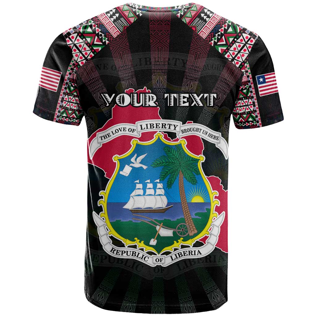 Personalized Liberia Roots T-Shirt African Map in Fingerprint and Tribal Colors Graphic Tee