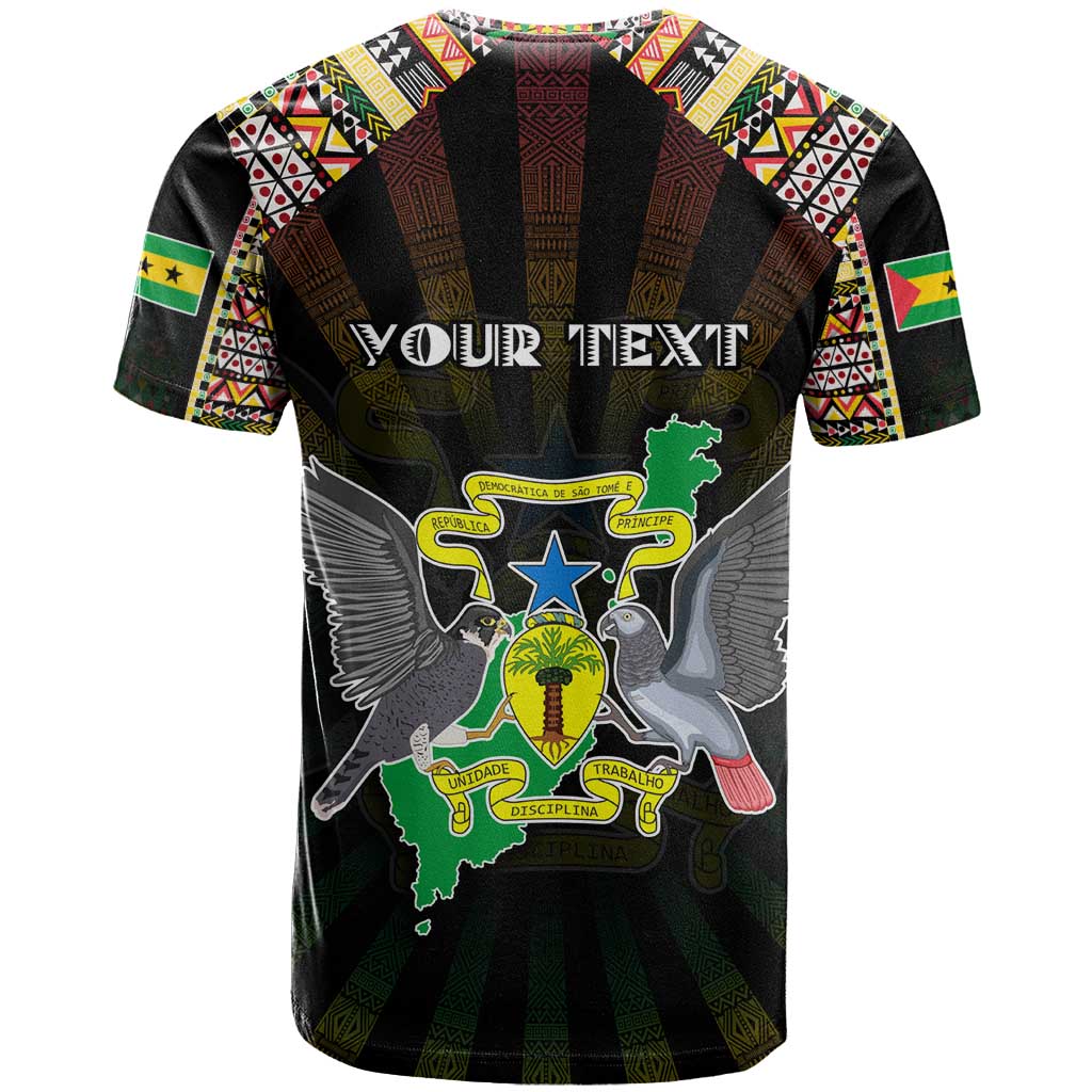 Personalized Sao Tome and Principe Roots T-Shirt African Map in Fingerprint and Tribal Colors Graphic Tee
