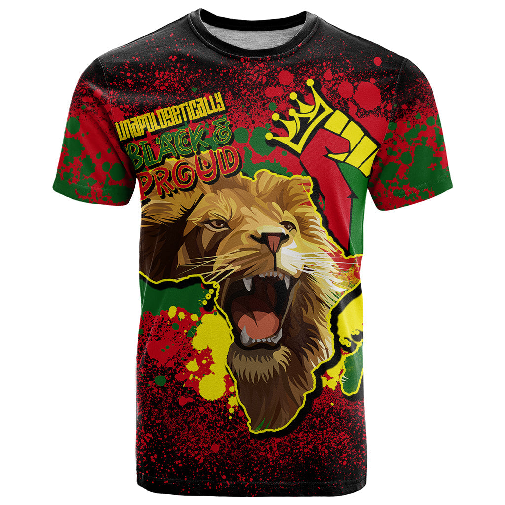 Unapologetically Black and Proud T-Shirt Africa Map with Lion Graphic Tee
