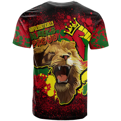 Unapologetically Black and Proud T-Shirt Africa Map with Lion Graphic Tee