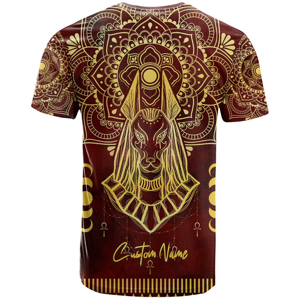 Personalized Anubis T-Shirt Ancient Egyptian Pattern In Red Graphic Tee