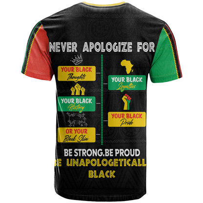 Never Apologize For Your Pride T-Shirt African Black History Graphic Tee