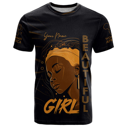 Personalized Beautiful Black Girl T-Shirt Women Africa Graphic Tee