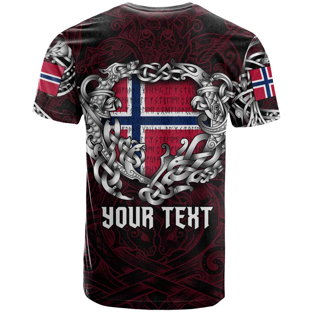 Personalized Norway Viking Blood T-Shirt Nordic Runes and Shield of Ancestry in Tribal Knotwork Graphic Tee